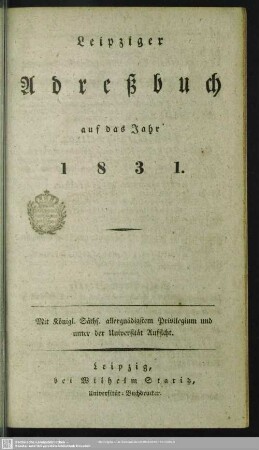 1831: Leipziger Adreß-Buch