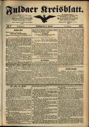 Ausgabe vom Dienstag, den 11. Januar 1910.