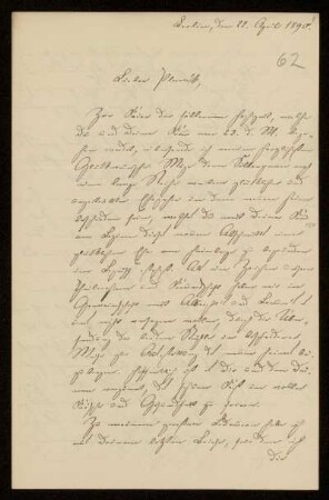 62: Brief von Hermann Struckmann an Gottlieb Planck, Berlin, 22.4.1890