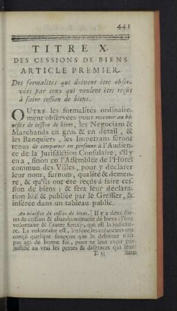 Titre X. Des cessions de biens.