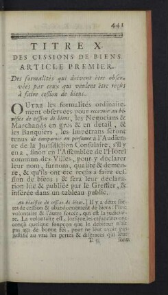 Titre X. Des cessions de biens.
