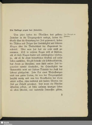 Die Anklage gegen das Zeitalter