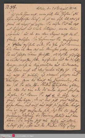 Meine theuerste Christine! Ich sehe immer mit schmerzlichem Verlangen ... , 24.04.1824. - Benediktinerabtei St. Bonifaz in München und Andechs