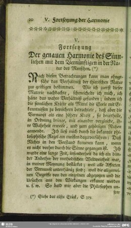 V. Fortsetzung Der genauen Harmonie des Sinnlichen mit dem Vernünftigen in der Natur des Menschen