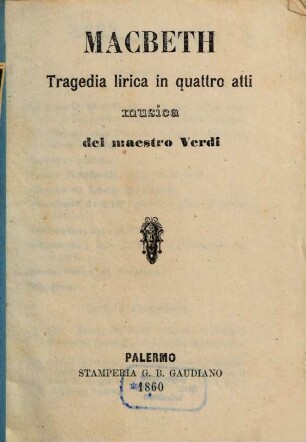 Macbeth : tragedia lirica in quattro atti