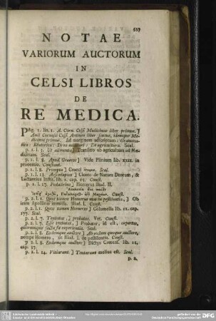 Notae Variorum Auctorum In Celsi Libros De Re Medica