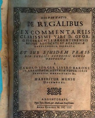Disputatio De Regalibus
