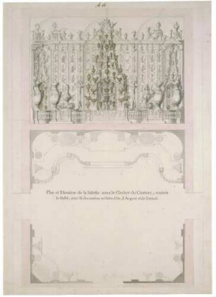 Aufriss und Grundriss des Turmzimmers mit dem Silberbuffet im Dresdener Schloss