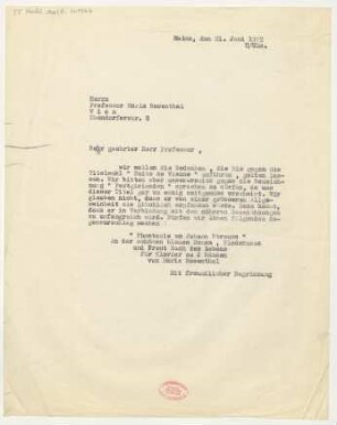 Brief an Moriz Rosenthal : 21.06.1929