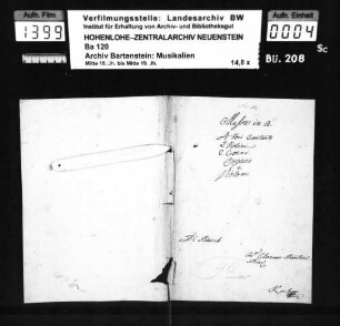 Eugen Pausch: Messa in A. / 4 Voci Cantanti / 2 Violini / 2 Corni / Organo / e / Violone / Di Bausch; Ms.ca. 1790.