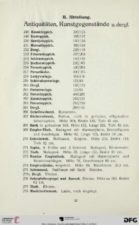 Antiquitäten, Kunstgegenstände u. dergl. (Nr. 248-466)