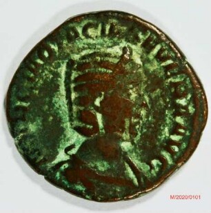Römische Münze, Nominal Sesterz, Prägeherr Philippus Arabs für Otacilia Severa, Prägeort Rom, Original