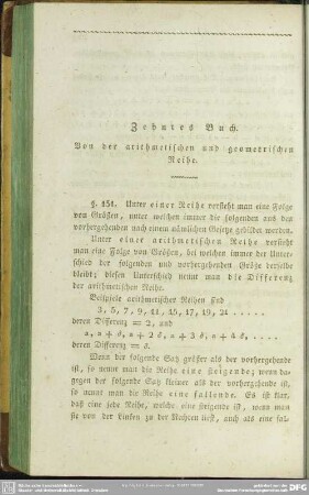 Zehntes Buch. Von der arithmetischen und geometrischen Reihe
