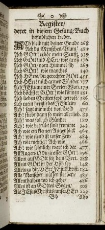 Register/ derer in diesem Gesang-Buch befindlichen Lieder.