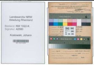 Entnazifizierung Johann Koslowski , geb. 08.03.1912 (Lokfuehrer)