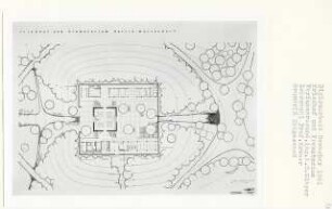 Friedhof und Krematorium, Berlin-Mariendorf (Diplomarbeit bei Willy Kreuer): Grundriss Erdgeschoss 1:200