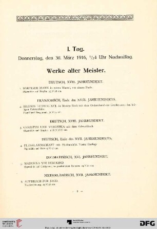 Werke alter Meister (Nr. 1-54)