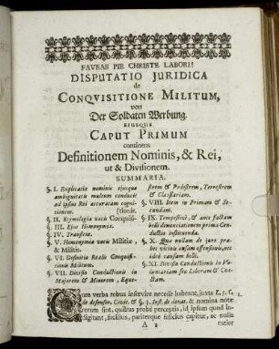 Caput Primum continens Definitionem Nominis, & Rei, ut & Divisionem.