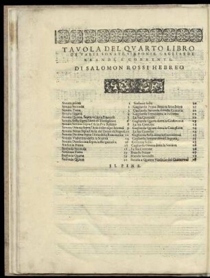 Tavola del quarto libro