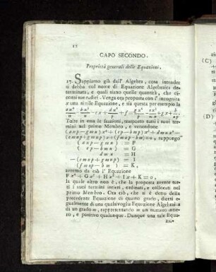 Capo Secondo. Proprietà generali delle Equazioni.