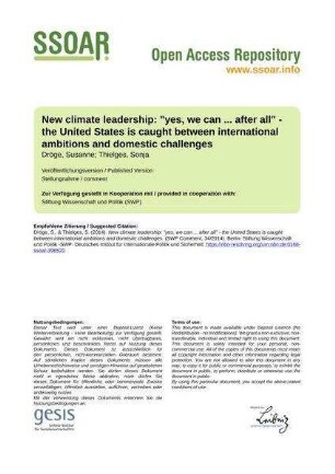 New climate leadership: "yes, we can ... after all" - the United States is caught between international ambitions and domestic challenges