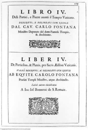 Templum vaticanum et ipsius origo - p. 175: Frontespizio del IV° libro