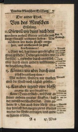 Der ander Theil. Von des Menschen Erlösung.