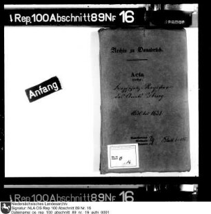 Kopfschatzregister des Amts Iburg (erstes undatiert, evtl. schon 1629) Enthält: Rechnungen, u.a. aus den Kirchspielen Borgloh, Oesede, Hilter, Hagen, Dissen, Laer, Glandorf, Glane und Wellendorf