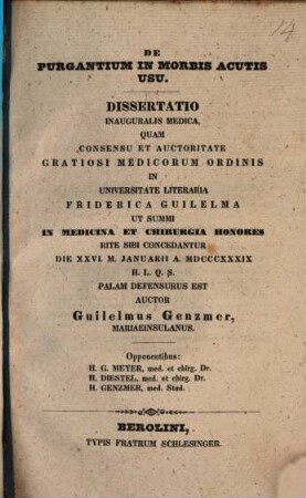 De purgantium in morbis acutis usu : Diss. inaug. med.