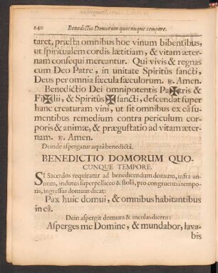 Benedictio Domorum Quocunque Tempore