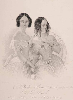 Bildnis der Schwestern Luise (1824-1872) und Amalie (1826-1901), Prinzessinnen von Schleswig-Holstein-Sonderburg-Augustenburg