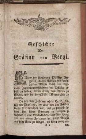 Geschichte Der Gräfinn von Vergi.