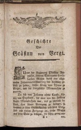 Geschichte Der Gräfinn von Vergi.