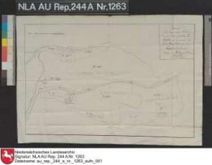 Lage der Gastländereien des Erbpachtgutes Terheide in der Nähe von WESTERHOLT Kolorierte Zeichnung von J. N. Franzius Papier Format 53,0x36,8 M 1:6.000 (ca)