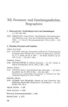 XII. Personen- und Familiengeschichte, Biographien