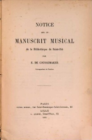 Notice sur un manuscrit musical de la Bibliothèque de Saint-Dié