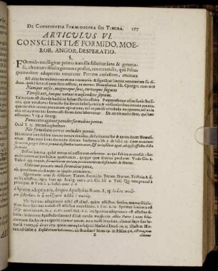 Articulus VI. Conscientiæ Formido, Moeror, Angor, Desperatio.