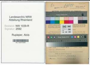 Entnazifizierung Alois Rupieper , geb. 18.08.1903 (Angestellter)