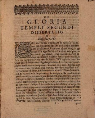 [...] Sive De Gloria Templi Secundi Dissertatio : ex Hagg. II,7. 8. 9. 10.
