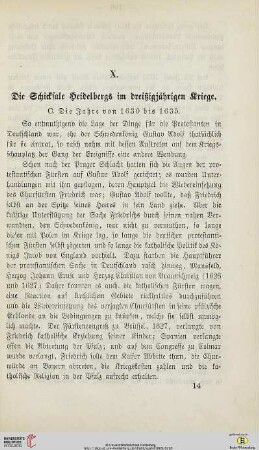 X. Die Schicksale Heidelbergs im dreißigjährigen Kriege (Fortsetzung)