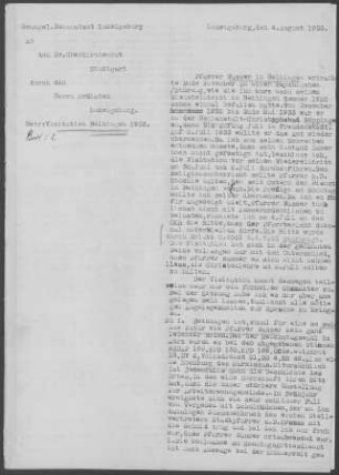 Beihingen/Neckar: Visitationsbericht 1933