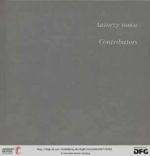 Autorzy tomu / Contributors