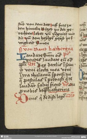 274v-276r: Gebet zur hl. Katharina von Alexandrien, lat. und dt.