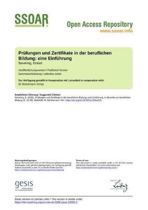 Prüfungen und Zertifikate in der beruflichen Bildung: eine Einführung
