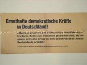 Maueranschlag mit einem Zitat aus der Erklärung von Molotow auf der Pariser Außenministerkonferenz