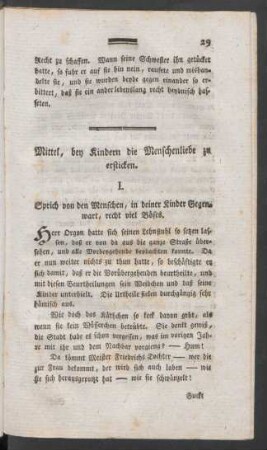 Mittel, bey Kindern die Menschenliebe zu ersticken