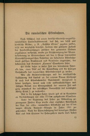 61-69, b) Die rumänischen Eisenbahnen.