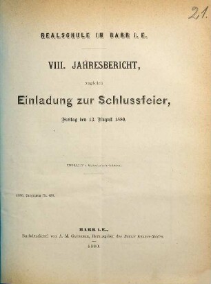 Jahresbericht : über d. Schuljahr .... 8. 1879/80