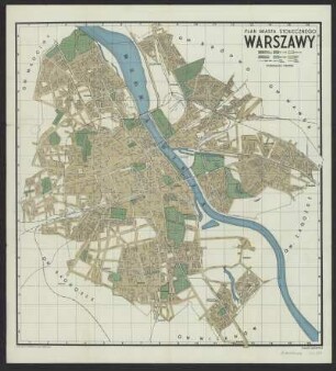 Stadtplan von Warszawa, Polen, 1:30 000, Druck, ca. 1935 : Plan miasta stolecznego Warszawy. - 1:30 000. - Warszawa : Wierzbicki , [ca. 1935]. - 1 Kt. : Farbendr. ; 46 x 49 cm
