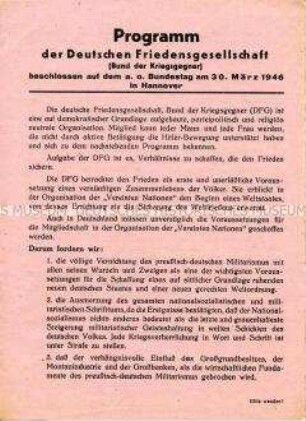 Programmatisches Dokument der Deutschen Friedensgesellschaft